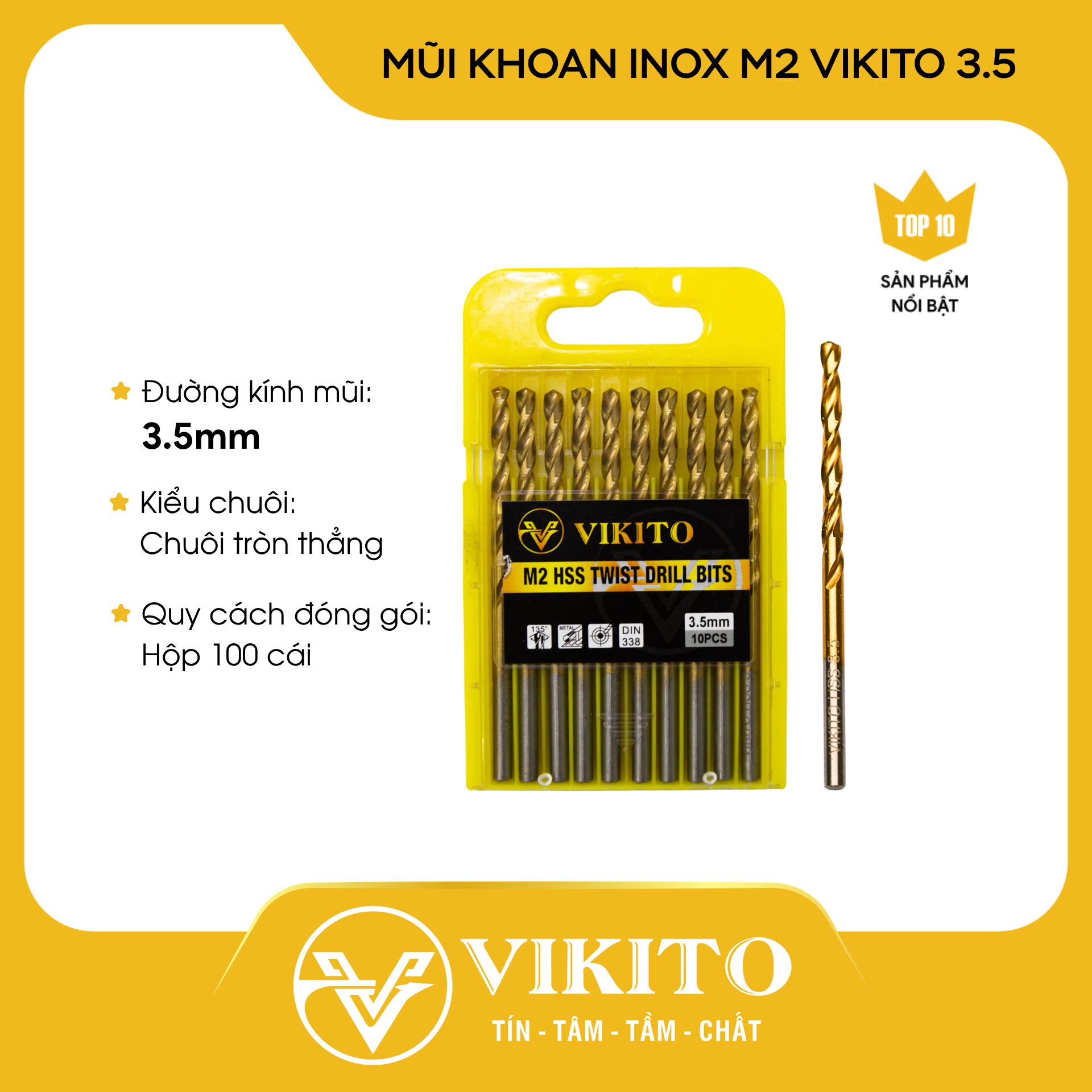Mũi khoan inox M2 VIKITO 3.5